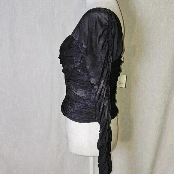 Free People All Night Black Tye Dye Whimsygoth Ruched Bustier SZ M - Picture 5 of 15